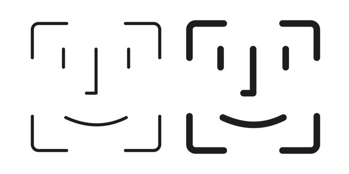Face id icon design, logo, app, template set. Black icons