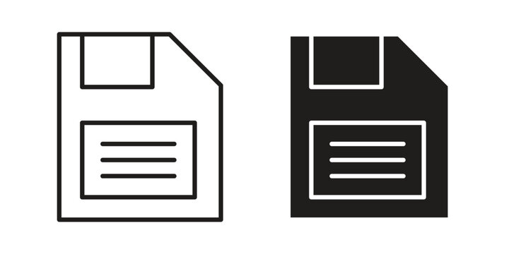 Floppy disk icon design, logo, app, template set. Black icons