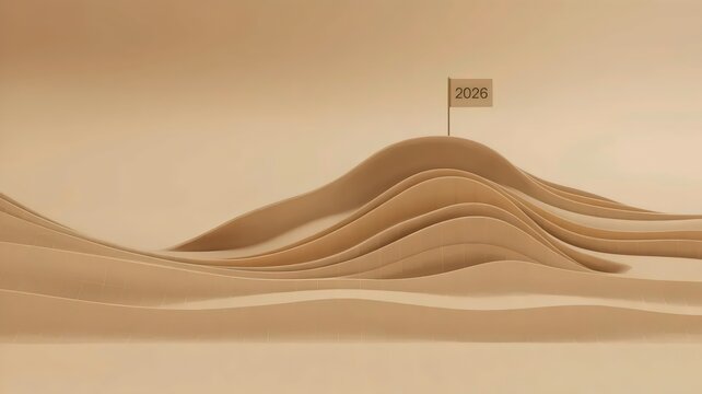 Sand-colored terrain visualization with peak marker - for market leadership concepts