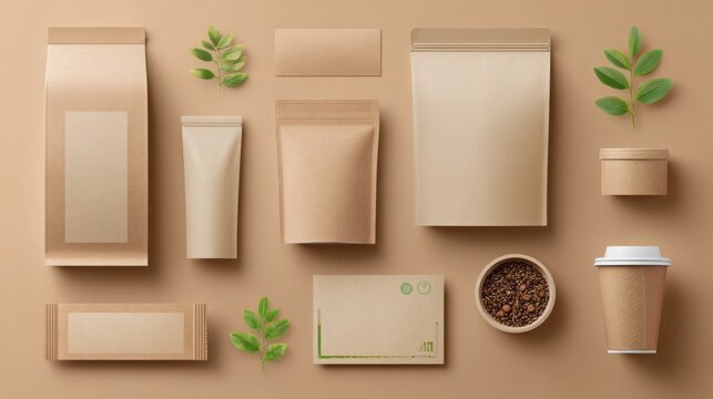 biodegradable packaging made from plant based materials, minimalist background, photorealistic, no text, no logo