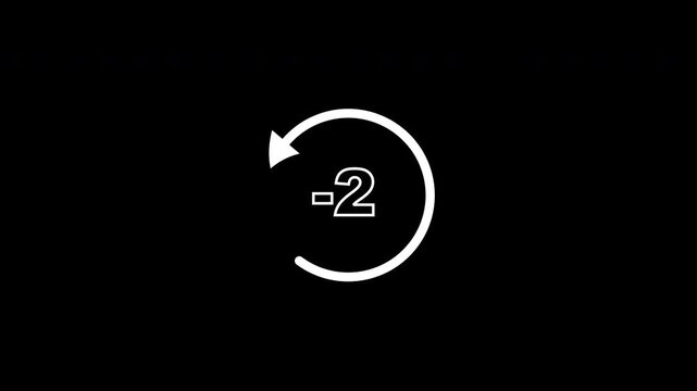 Minimalist -2s Rewind UI Icon. Looping Circular Arrow Symbol on Alpha.
