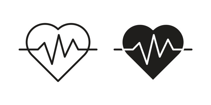 Heartbeat icon design, logo, app, template set. Black icons