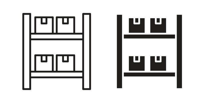 Inventory icon design, logo, app, template set. Black icons