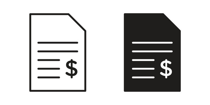 Invoice icon design, logo, app, template set. Black icons
