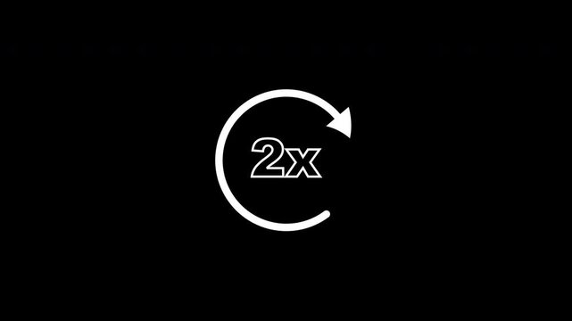 Minimalist 2x Speed UI Icon. Fast Forward Symbol on Alpha.