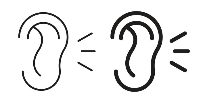 Listening icon design, logo, app, template set. Black icons