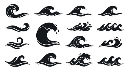 Collection of wave graphics and icons. © Rujak