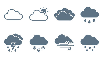 Fototapeta premium Weather forecast icons with clouds.