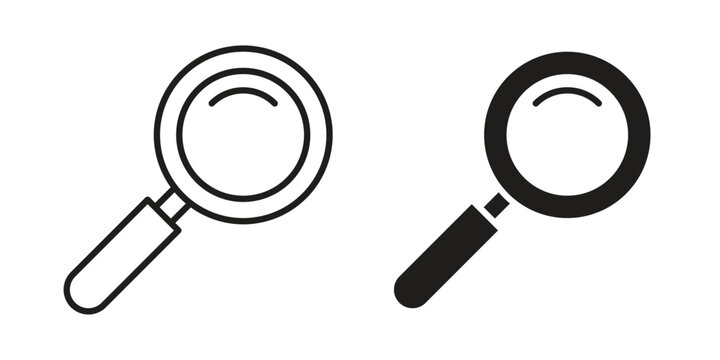 Loupe icon design, logo, app, template set. Black icons