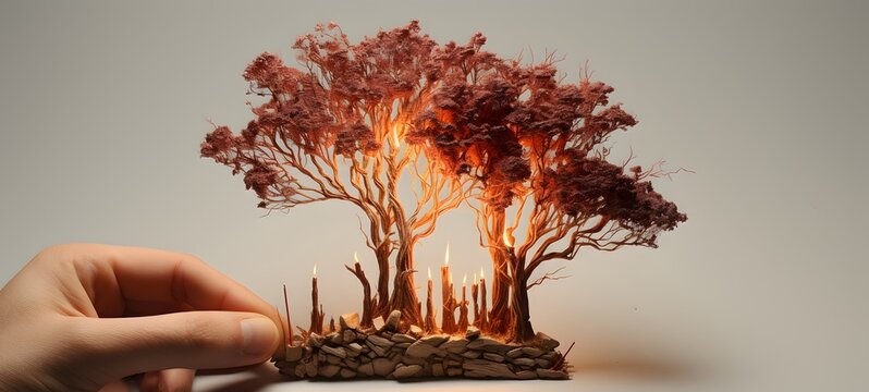 treants shaped matchstick carving,generative AI