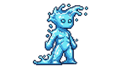 Fototapeta premium Pixel Art Water Elemental Character Sprite.