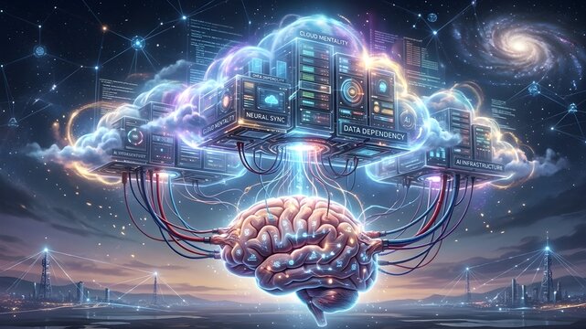 Neural Sync and Cloud Mentality: Human Brain Connected to Global Data Infrastructure
