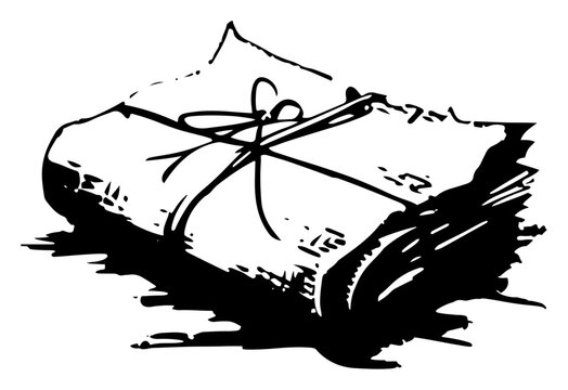 stack of newspapers bundle tied with string in grunge style