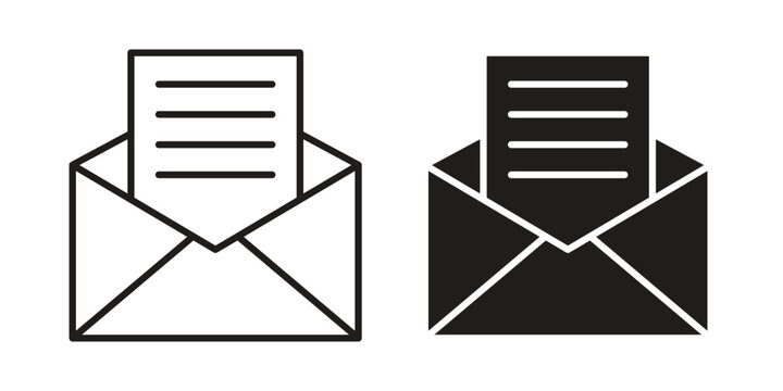 Newsletter icon design, logo, app, template set. Black icons