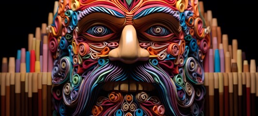 Obraz premium dwarf shaped matchstick carving,generative AI