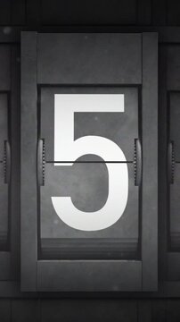 Countdown With Airport Split Flap Letters
An animated countdown background from 9 to 0 with airport style split flap numbers showing and grain and texture overlays in vertical version