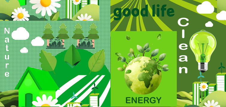 Composizione energia pulita e ambientale