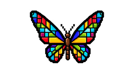 Obraz premium Vibrant Stained Glass Butterfly Art.