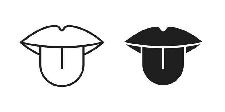 Tongue icon design, logo, app, template set. Black icons