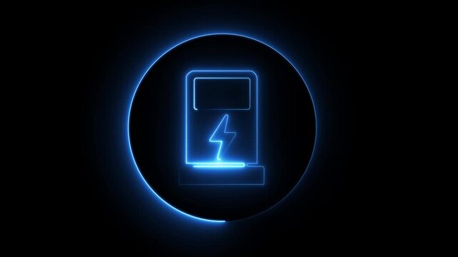 Electric Car Charging Icons Set with EV Energy Station and Green Technology Concept on Clean Background .4k Animation Video