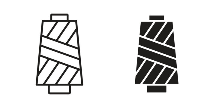 Yarn icon design, logo, app, template set. Black icons