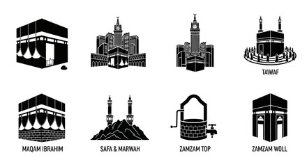 Naklejka premium Islamic Cultural Icons and Symbols - A Collection of Religious and Traditional Graphics