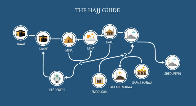 Stylized Logo Featuring the Sacred Kaaba, Representing Islamic Pilgrimage, Spirituality, and the Hajj Journey to Mecca with an Elegant Golden Arch Design