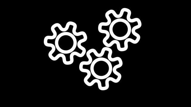 cogwheel gear spinning around animation video. cog wheel icon turning animated background teamwork business concept