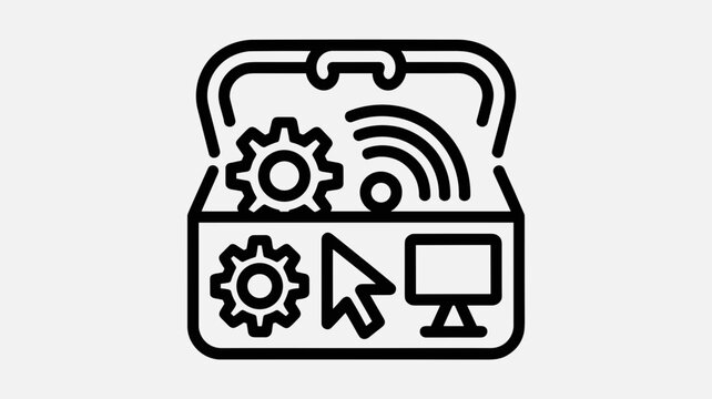 Vector open toolbox containing wifi and gear symbols - for IT support campaigns