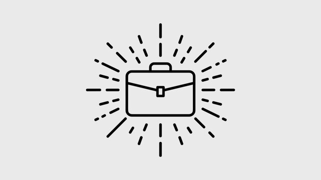 Vector briefcase emitting concentric light circles - for professional opportunity content