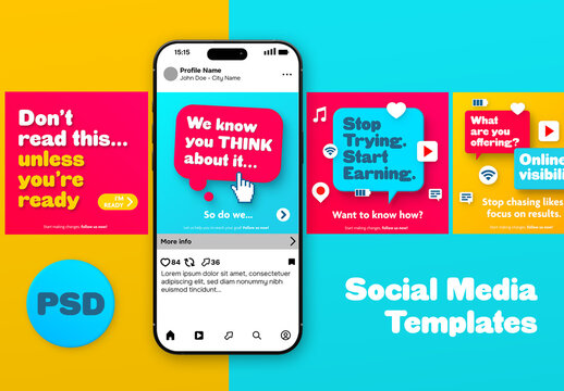 Colourful PSD social media template