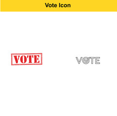 Obraz premium Two stylized vote icons, one a red stamp and the other an outline with a target symbol for civic engagement.