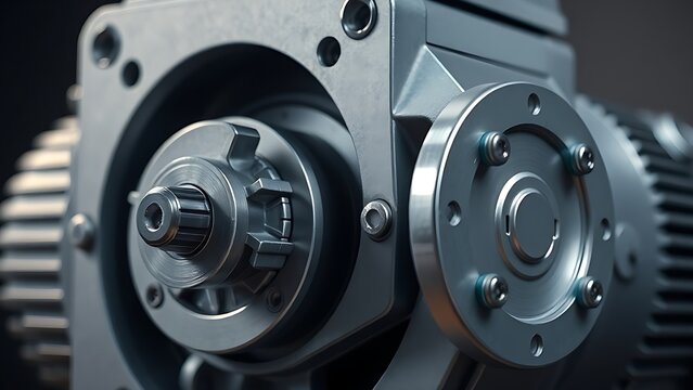 Industrial stepper motor with metallic housing and gear mechanism.