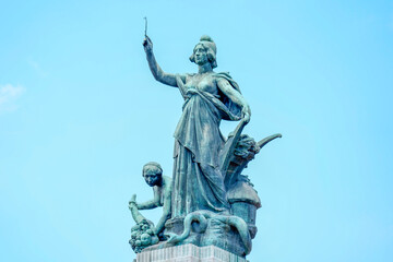 Fototapeta premium Congress Palace Buenos Aires Argentina sculpture isolated in the sky background