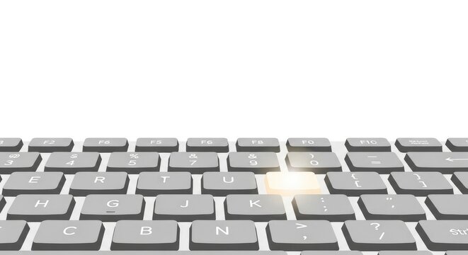 Close-up of a laptop keyboard with a highlighted key.