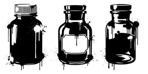 Medicine bottles and glass vials set in urban street art style © UrbanDruid