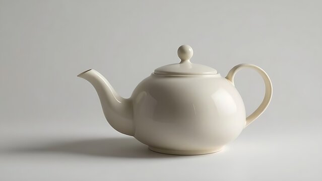A minimalist ceramic teapot with a seamless spout and smooth curves.