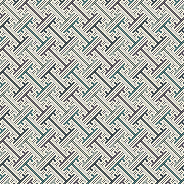 Seamless Sayagata pattern. Repeated interlocking keys background. Oriental ornament. Window tracery image. Ancient ethnic mosaic motif. Geometric digital paper. Ethnical textile print. Vector art