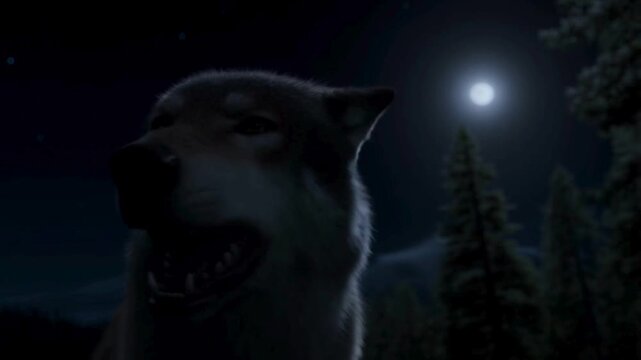 The wolf's face looked angry, under the dim lighting, roaring and its snout clearly visible, as if ready to pounce at any moment.