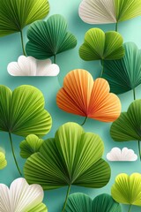 Fototapeta premium St. Patrick's Day shamrock background with layered paper clover pattern and green leaves