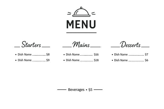minimalist menu design, vector menu, restaurant menu template, clean layout, modern menu, food menu design, editable template, elegant menu, cafe menu, menu card, minimalist layout, professional desig