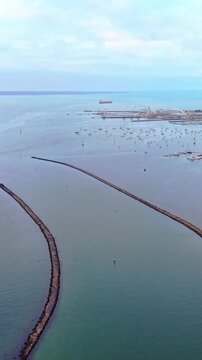 Aerial view of Williamstown coastline and marina Melbourne