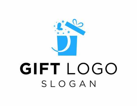 The logo design is about Gift and was created using the Corel Draw 2018 application with a white background.