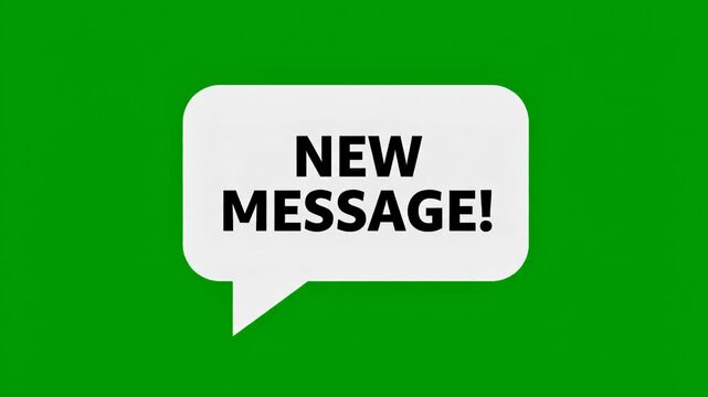 New message bubble alert notification green background, simple digital communication chat icon graphic, modern minimal blank space illustration template design for notification waiting conversation