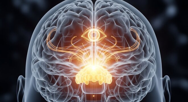 Close-up of a glowing human brain with neural pathways illuminated.