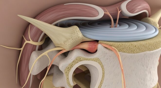 Detailed 3D Medical Illustration of the Human Ear Anatomy.