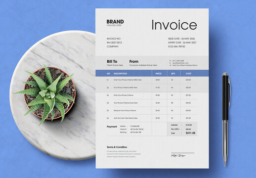 Professional Business Invoice Template with Clean Corporate Billing