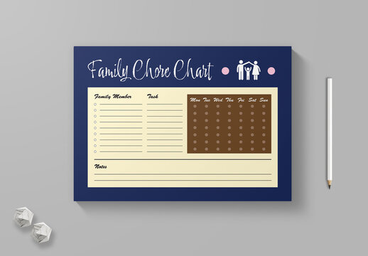 Weekly Family Chore Chart Planner Template Design