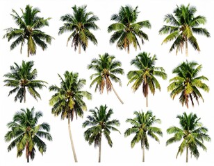 Fototapeta premium Set of Coconut palm tree isolated on white 
