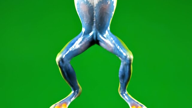 Vibrant red eye tree frog leg and foot macro closeup, green tree frog amphibian animal portrait, exotic wildlife nature rainforest creature vivid bright color jungle biology herpetology